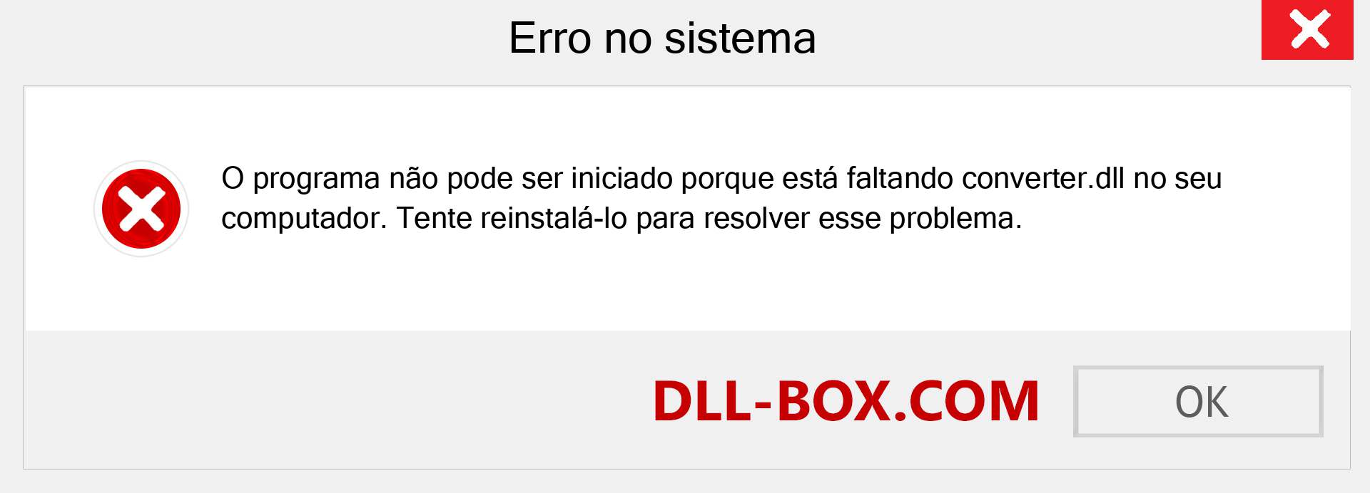 Arquivo converter.dll ausente ?. Download para Windows 7, 8, 10 - Correção de erro ausente converter dll no Windows, fotos, imagens