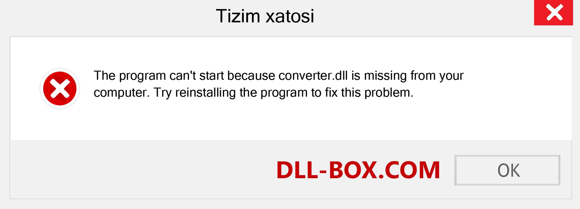 converter.dll fayli yo'qolganmi?. Windows 7, 8, 10 uchun yuklab olish - Windowsda converter dll etishmayotgan xatoni tuzating, rasmlar, rasmlar